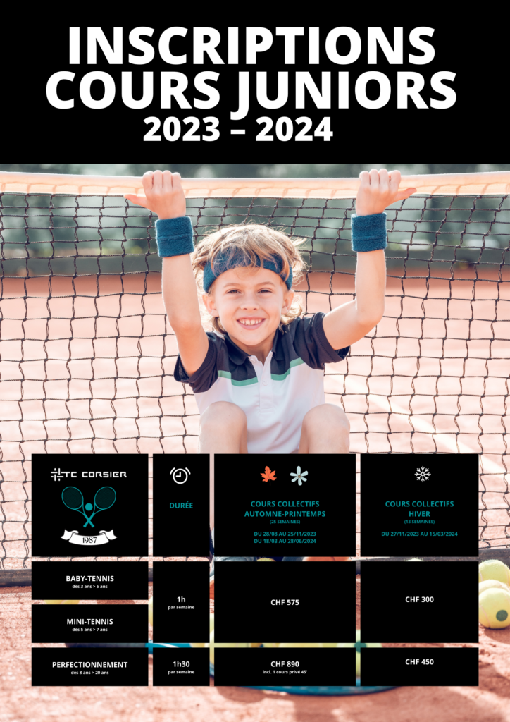 Tarifs Ecole de tennis juniors 2022/2023